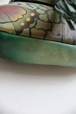Anuschka Hand Painted Butterfly Green Leather Bag