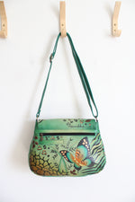 Anuschka Hand Painted Butterfly Green Leather Bag