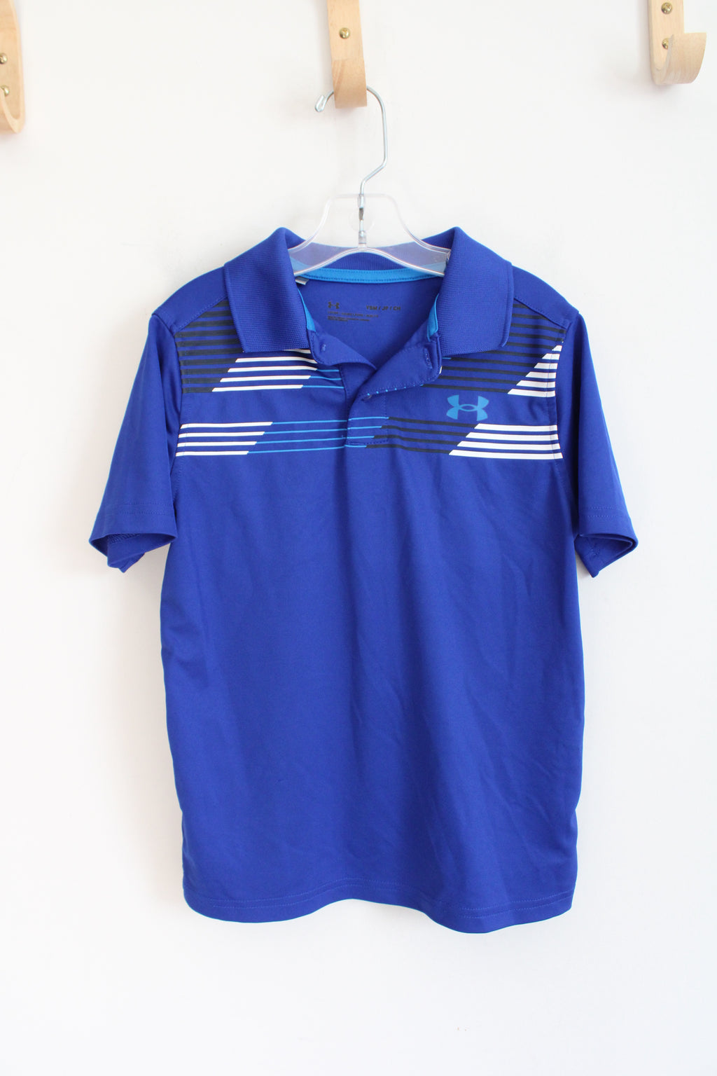 Under Armour Blue Black & White Polo Shirt | Youth S (8)