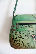 Anuschka Hand Painted Butterfly Green Leather Bag