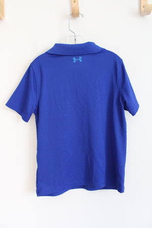 Under Armour Blue Black & White Polo Shirt | Youth S (8)