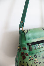 Anuschka Hand Painted Butterfly Green Leather Bag