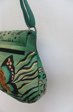 Anuschka Hand Painted Butterfly Green Leather Bag