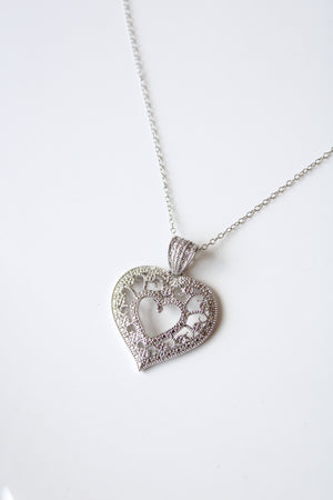 Pave Heart Sterling Silver Necklace