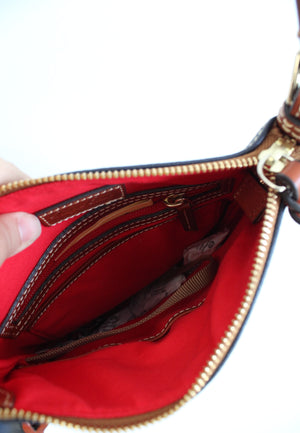 NEW Dooney & Bourke Blue Pebble Leather Letter Carrier Crossbody Bag