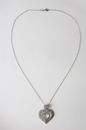 Pave Heart Sterling Silver Necklace