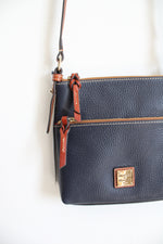 NEW Dooney & Bourke Blue Pebble Leather Letter Carrier Crossbody Bag