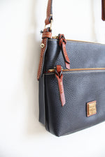NEW Dooney & Bourke Blue Pebble Leather Letter Carrier Crossbody Bag