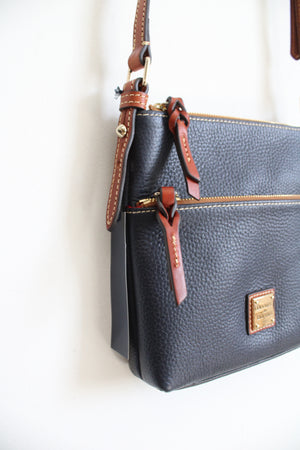 NEW Dooney & Bourke Blue Pebble Leather Letter Carrier Crossbody Bag