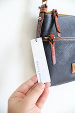 NEW Dooney & Bourke Blue Pebble Leather Letter Carrier Crossbody Bag