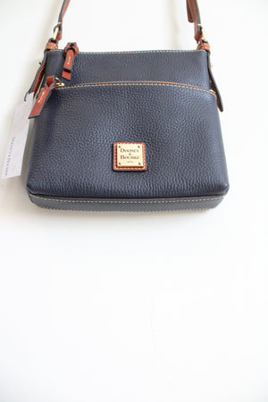 NEW Dooney & Bourke Blue Pebble Leather Letter Carrier Crossbody Bag