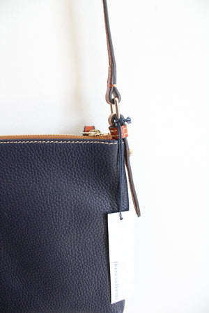 NEW Dooney & Bourke Blue Pebble Leather Letter Carrier Crossbody Bag