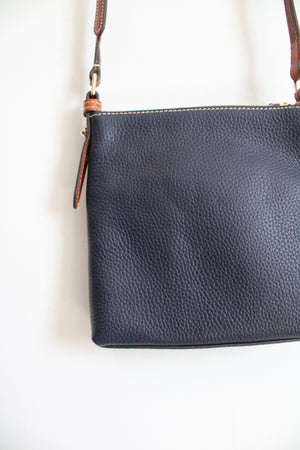 NEW Dooney & Bourke Blue Pebble Leather Letter Carrier Crossbody Bag