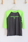 Under Armour Loose Fit Gray & Neon Green Baseball Tee | L (14/16)