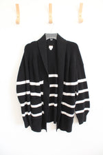 A New Day Black & White Striped Knit Cardigan | L