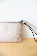 Coach Signature Jax Platinum Metallic Corner Zip Wristlet Wallet