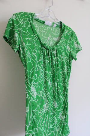 New York & Co. Stretch Green Floral Top | XS