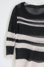 Ann Taylor Black Beige Striped Knit Top | M