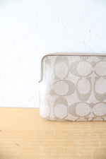 Coach Signature Jax Platinum Metallic Corner Zip Wristlet Wallet