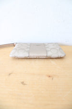 Coach Signature Jax Platinum Metallic Corner Zip Wristlet Wallet