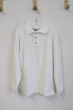 NEW Basic Image White Long Sleeved Polo Shirt | Youth 8