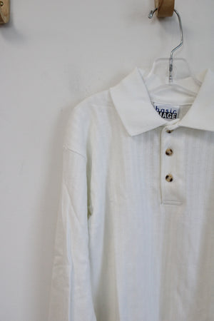 NEW Basic Image White Long Sleeved Polo Shirt | Youth 8