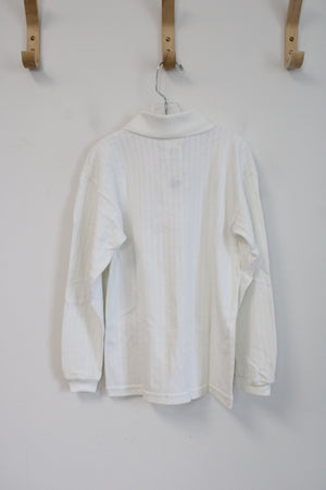 NEW Basic Image White Long Sleeved Polo Shirt | Youth 8