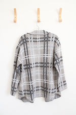 By Design Soft Gray Plaid Cardigan | M