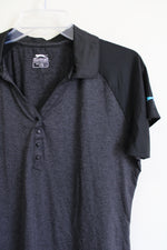 Slazenger Black Gray Striped Polo Shirt | L