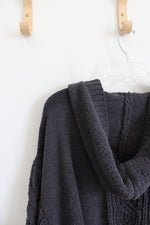 Pol Dark Gray Oversized V-Neck Sweater Hoodie | S