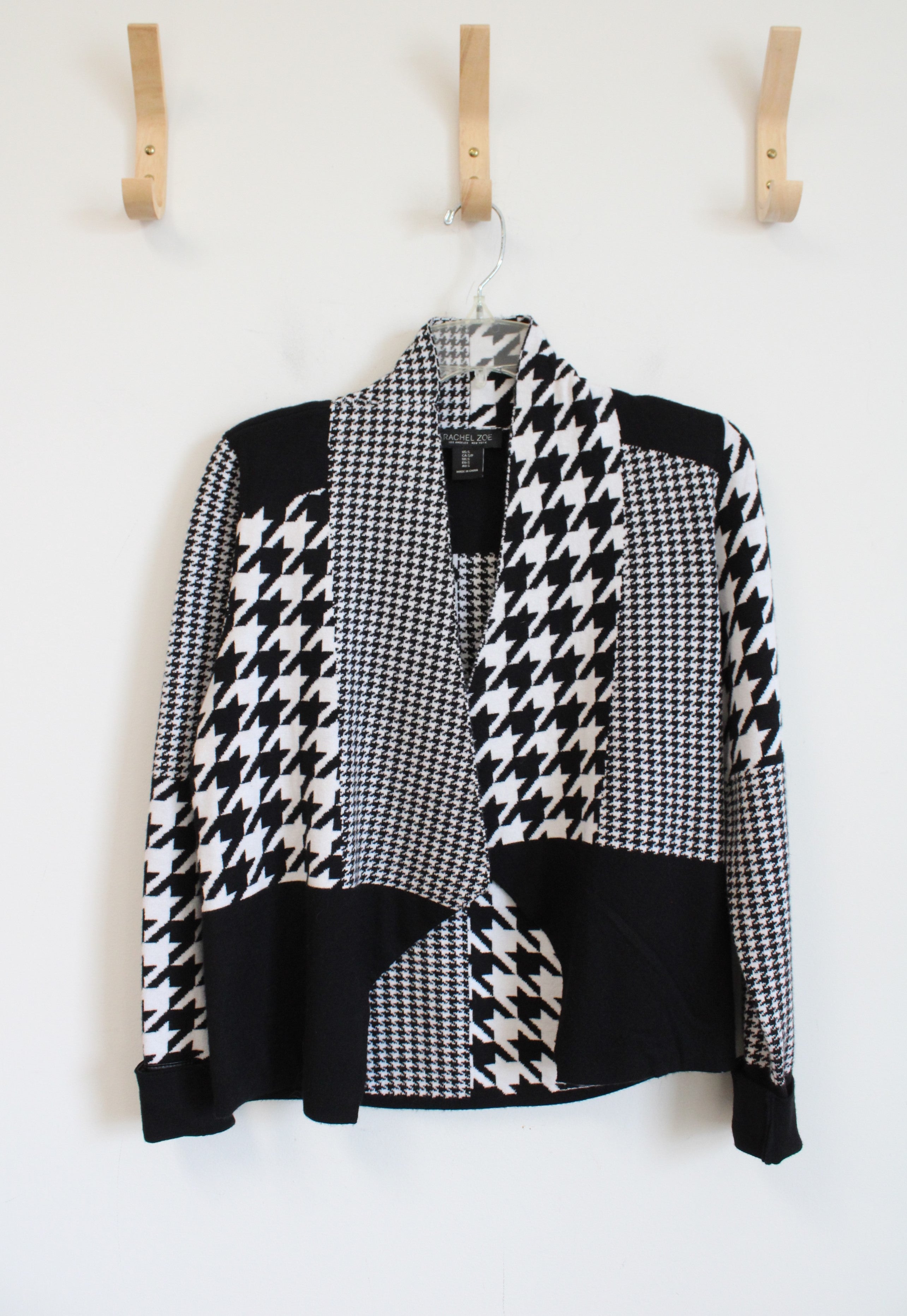 Rachel Zoe Black & White Houndstooth Cardigan | S