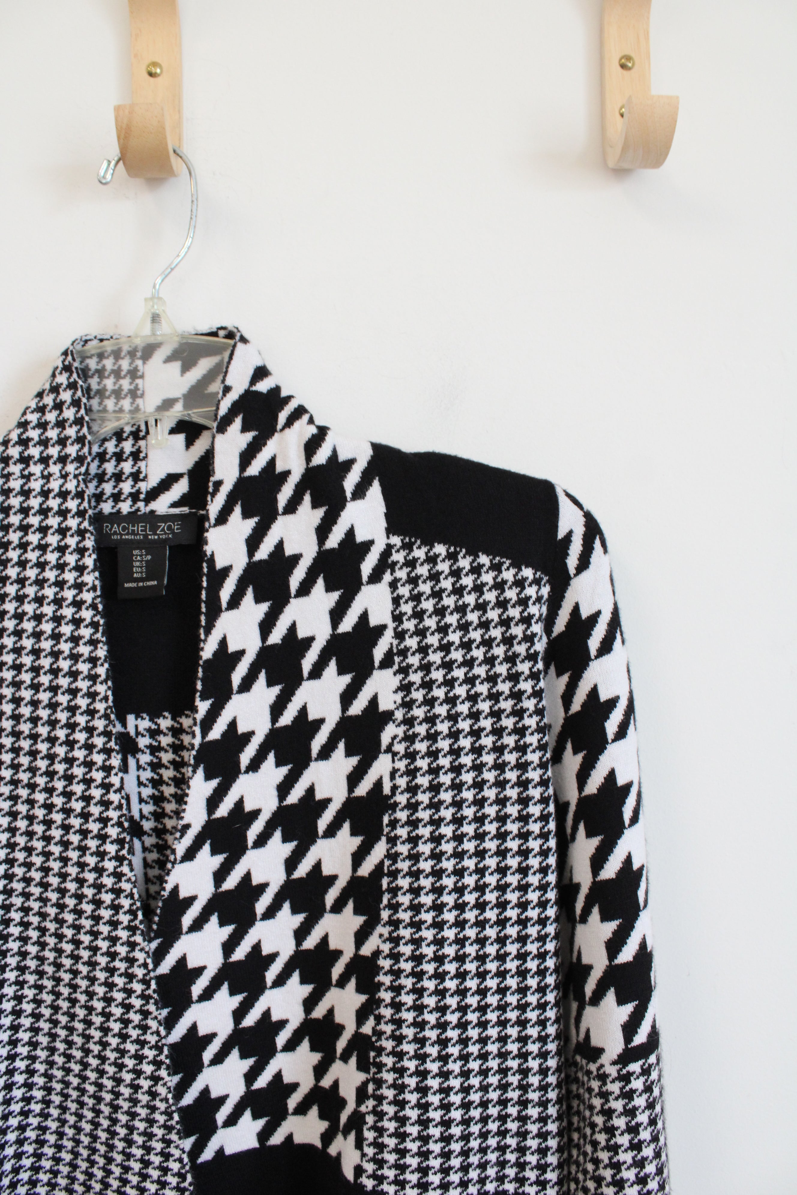 Rachel Zoe Black & White Houndstooth Cardigan | S