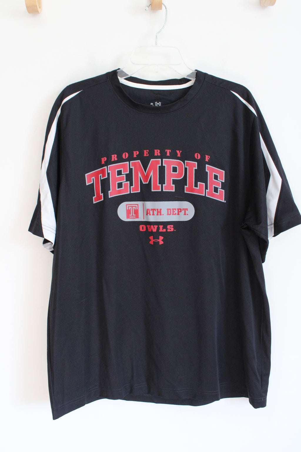 Under Armour Black White & Red Temple Athletic Department Shirt | 2XL