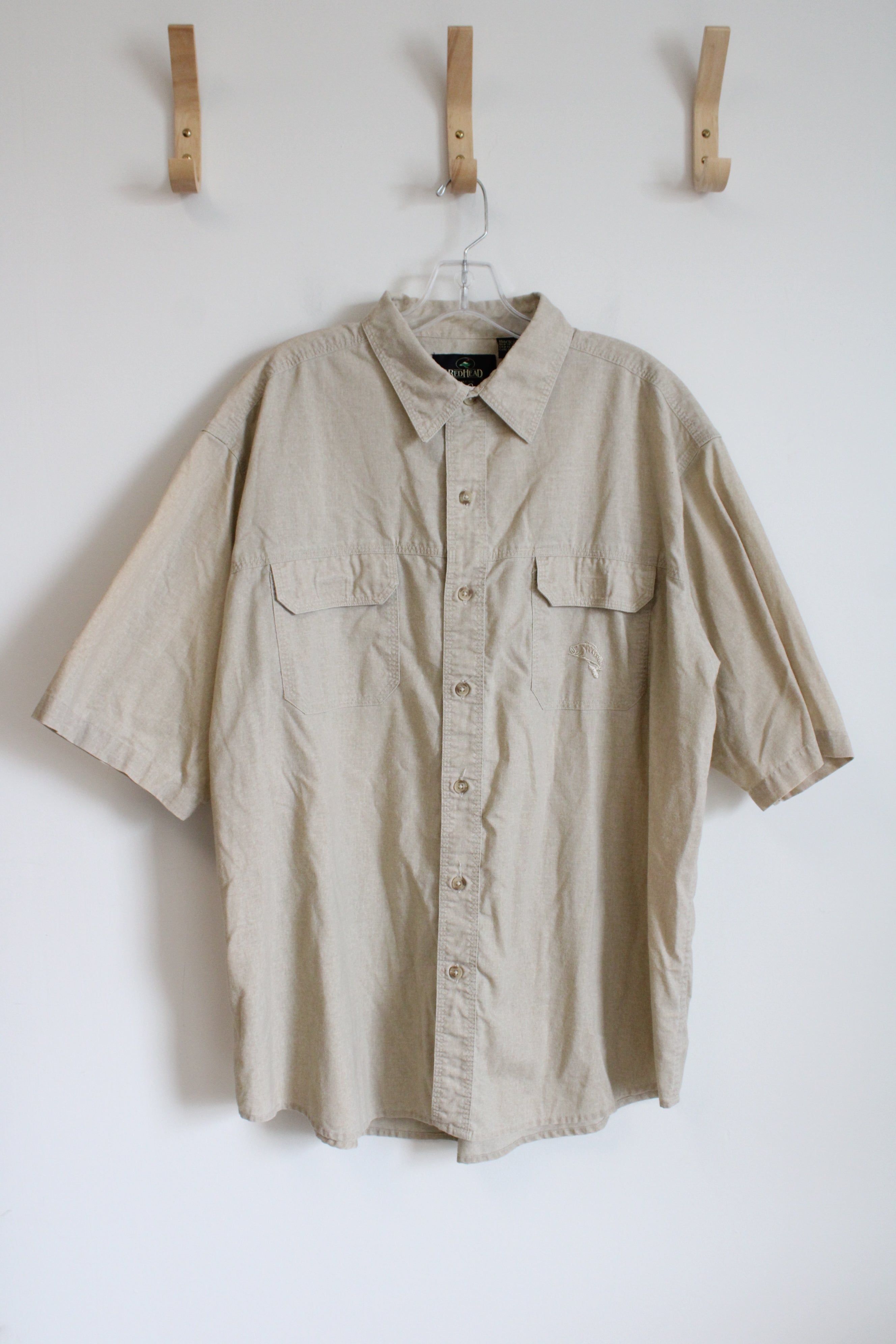 RedHead Tan Short Sleeved Button Down Shirt | 2XL