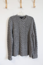 Express Gray Cable Knit Wool Blend Sweater | L