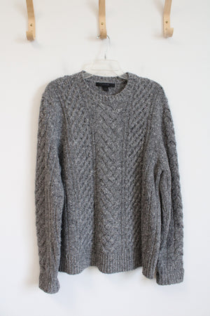 Express Gray Cable Knit Wool Blend Sweater | L