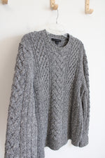 Express Gray Cable Knit Wool Blend Sweater | L