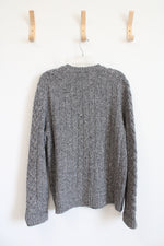 Express Gray Cable Knit Wool Blend Sweater | L