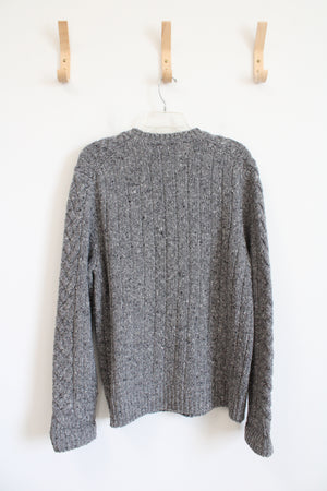 Express Gray Cable Knit Wool Blend Sweater | L