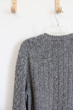 Express Gray Cable Knit Wool Blend Sweater | L