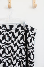 Future Collective Black & White Patterned Knit Slit Midi Skirt | 2X