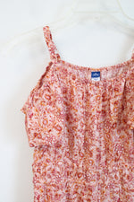 Old Navy Pink & Orange Floral Cold Shoulder Dress | Youth XL (14/16)