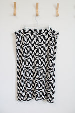 Future Collective Black & White Patterned Knit Slit Midi Skirt | 2X