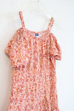 Old Navy Pink & Orange Floral Cold Shoulder Dress | Youth XL (14/16)