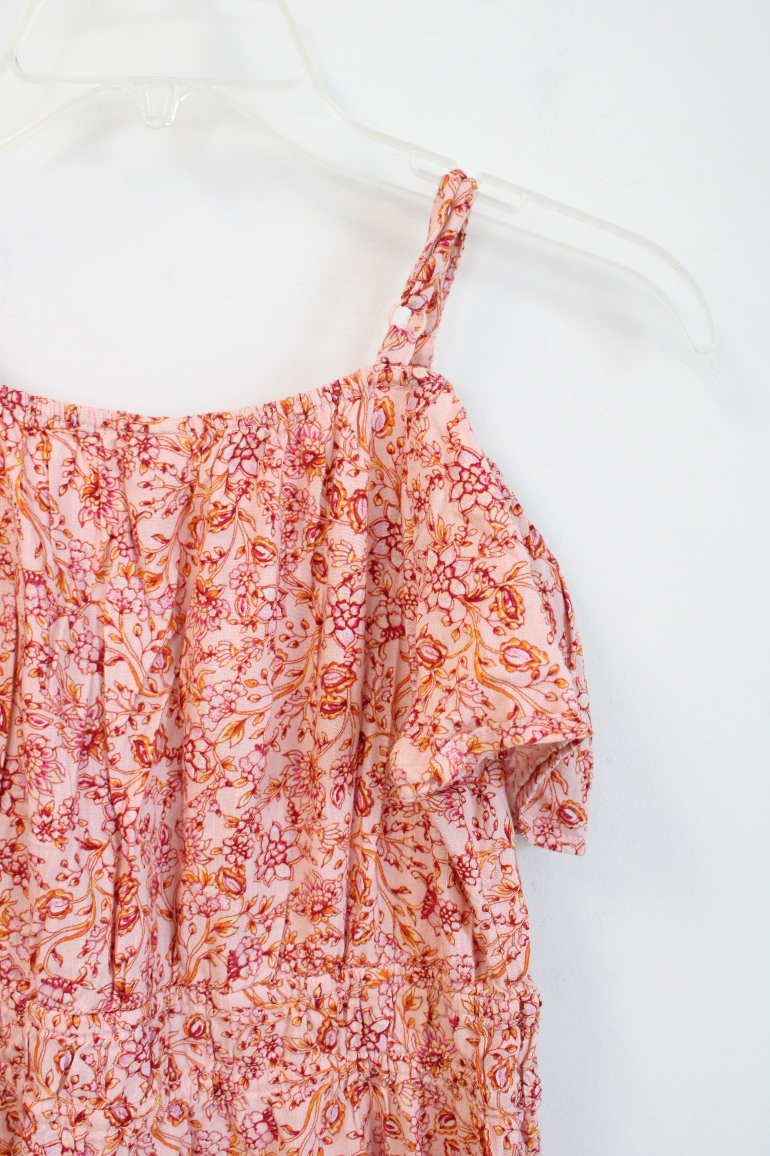 Old Navy Pink & Orange Floral Cold Shoulder Dress | Youth XL (14/16)