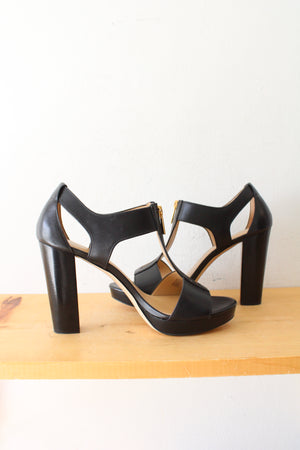 MICHAEL Michael Kors Berkley T-Strap Black Platform Heels | Size 9.5M