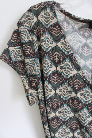 Axcess Brown & Green Patterned Wrap Dress | XL