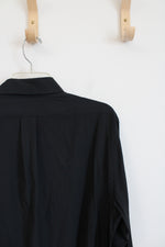 Van Heusen Solid Black Long Sleeved Button Down Super Silk Shirt | M (15.5, 32/33)