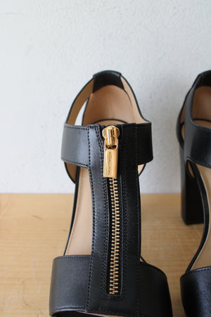 MICHAEL Michael Kors Berkley T-Strap Black Platform Heels | Size 9.5M
