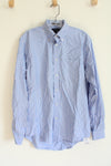 Lands' End Blue Pink & White Striped Long Sleeved Button Down Shirt | M (15.5, 35)